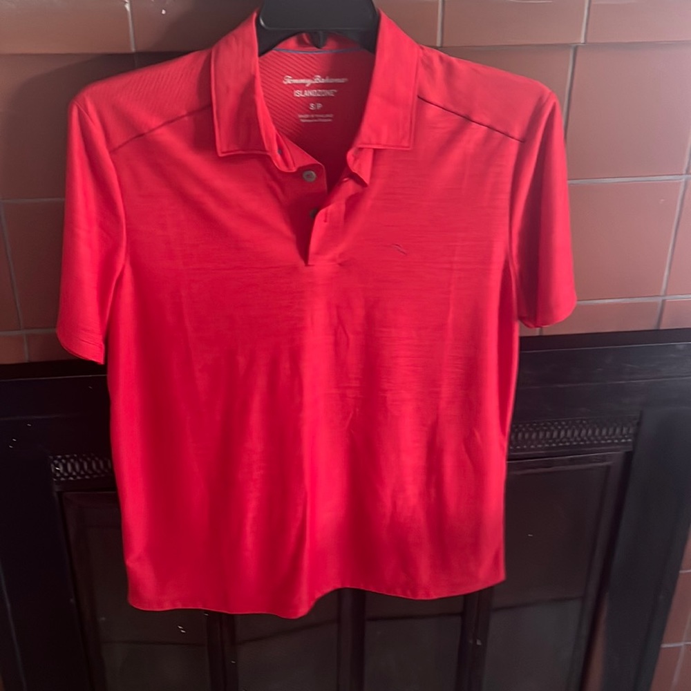 Tommy Bahama polo shirt/ red viscose